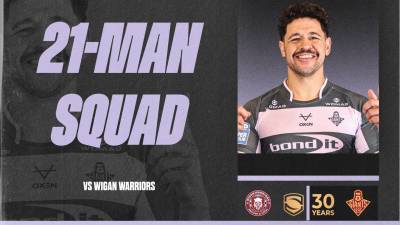 21-MAN SQUAD NAMED FOR WIGAN WARRIORS